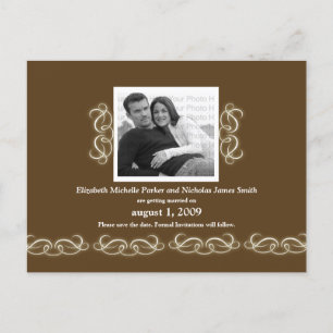 Formal Elegant Floral Save the Date Brown Announcement Postcard