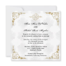 Formal Elegant Gold Accent Floral Wedding Invite