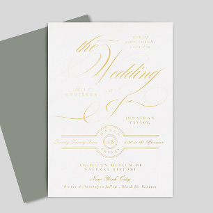 Formal Elegant Gold Calligraphy Grey White Wedding