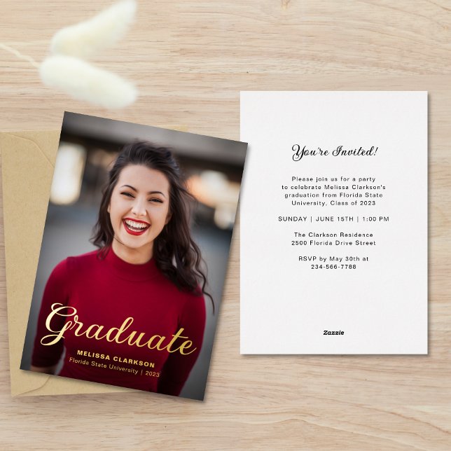 Formal Elegant Gold Script Photo Graduation (Creator Uploaded)