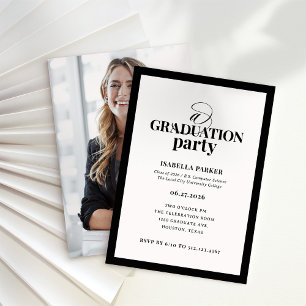 Formal Elegant Graduation Party   Photo Back Invitation