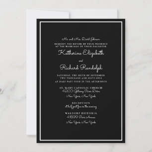 Formal & Elegant Parents Black Wedding Invitation