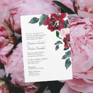 Formal Elegant Pink & Red Rose Floral Wedding   Invitation