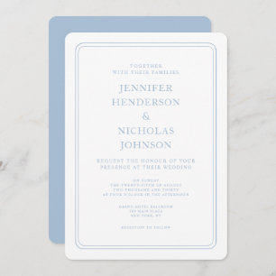 Formal Elegant Powder Blue Wedding Invitation