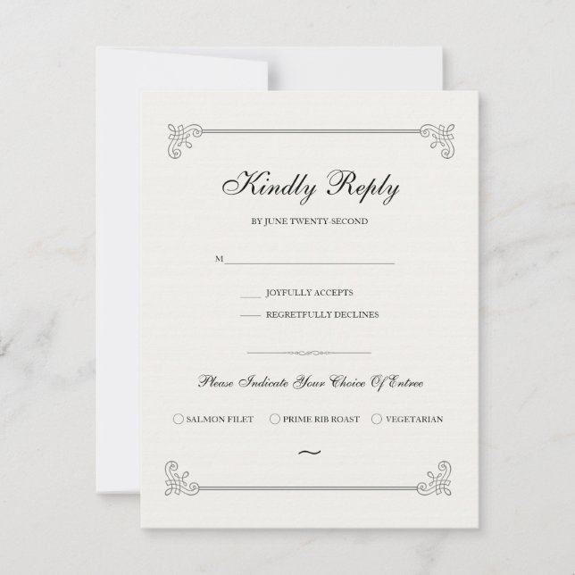 Formal Elegant | RSVP Card With Meal Choice (Front)