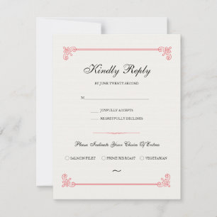 Formal Elegant RSVP Card With Meal Choice