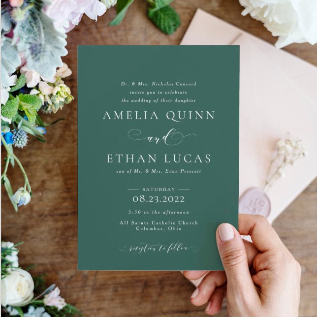 Formal elegant sage green wedding invitation (Creator Uploaded)