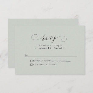 Formal elegant sage green wedding RSVP card