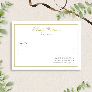 Formal Elegant Script Black and Gold Wedding  RSVP Card