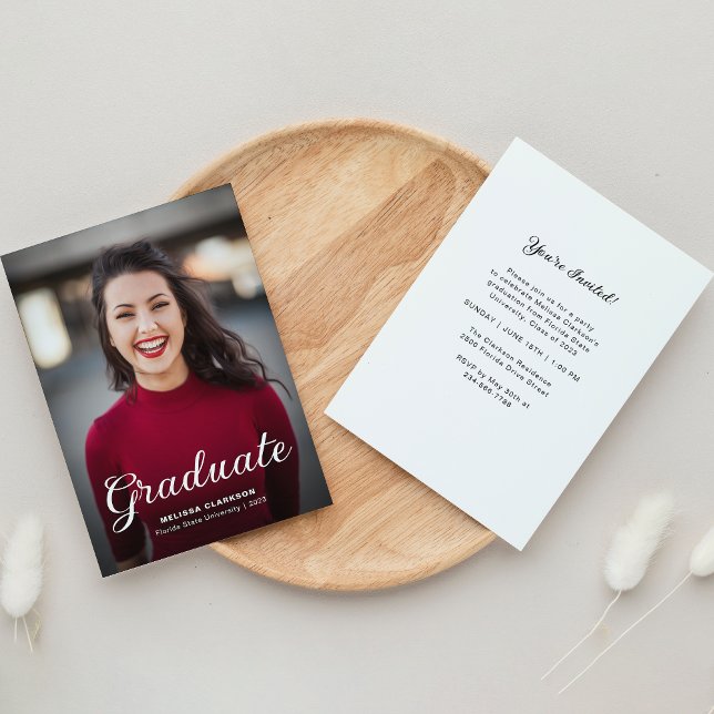 Formal Elegant Script Photo Graduation Invitation (Creator Uploaded)