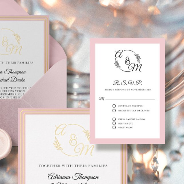 Formal Elegant Simple Modern Dusty Pink Wedding RSVP Card (Creator Uploaded)