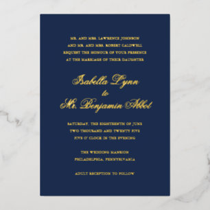 Formal Elegant Traditional Gold Navy Blue Wedding
