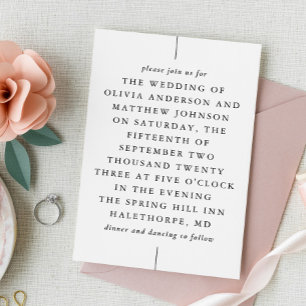 Formal Elegant Wedding   Editorial Typography Invitation