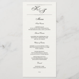 Formal Elegant   Wedding Menu Card
