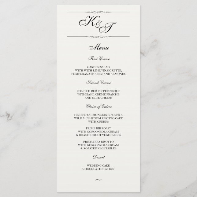 Formal Elegant | Wedding Menu Card (Front)