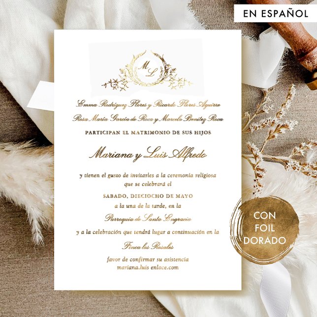 Formal Elegante Monogram de Boda Oro Real (Creator Uploaded)
