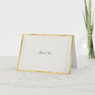 Formal Elevated Gold Ecru Modern Classic Wedding Thank You Card