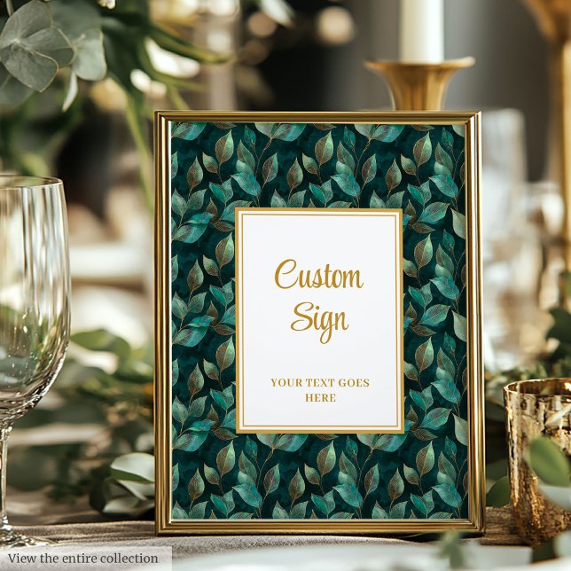 Formal Emerald Green Gold Greenery Wedding Custom  Poster (Formal Emerald Green Gold Greenery Wedding Custom Poster)
