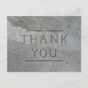 Formal Engraved Grey Stone THANK YOU Postcard