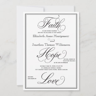 Formal Faith Hope Love Script Wedding Invitation