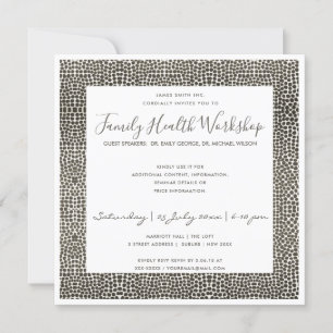 FORMAL FAUX DARK SILVER MOSAIC DOTS WORKSHOP EVENT INVITATION