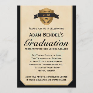 Formal Faux Parchment Graduation Announcements