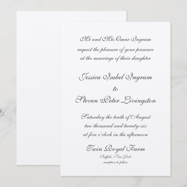 Formal Flat Wedding Invitation  (Front/Back)