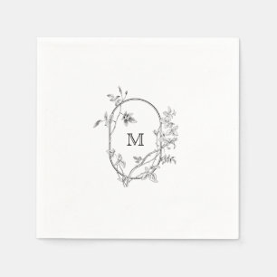 Formal Floral Crest Monogram Wedding  Napkin