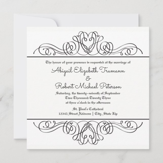 Formal Floral Flourish - Wedding Invitation (Front)