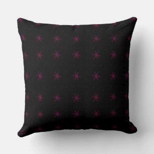 Formal Floral Square Conundrum Black Magenta Cushion