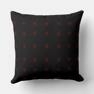 Formal Floral Square Conundrum Black Red Cushion