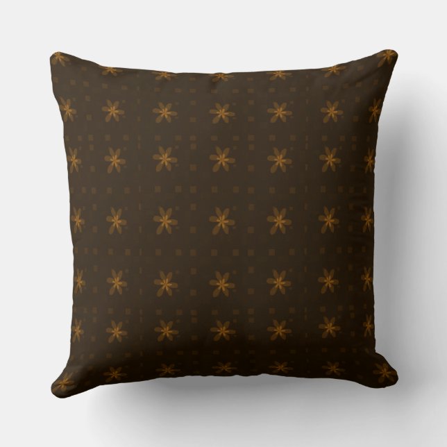 Formal Floral Square Conundrum Dark Brown  Cushion (Back)