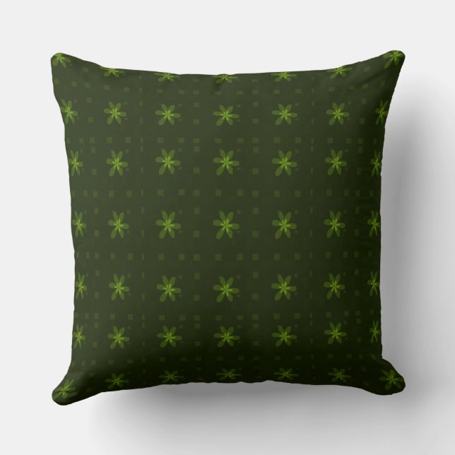 Formal Floral Square Conundrum Dark Green Cushion (Back)