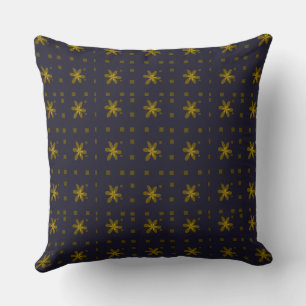 Formal Floral Square Conundrum Navy Olive Green  Cushion