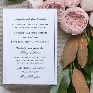 Formal Frame Calligraphy Elegant White Wedding Invitation