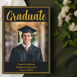Formal Gold Black Graduation Photo Graduate Magnet