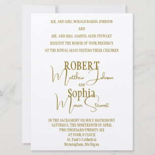 Formal Gold Black Tie Wedding Invitation