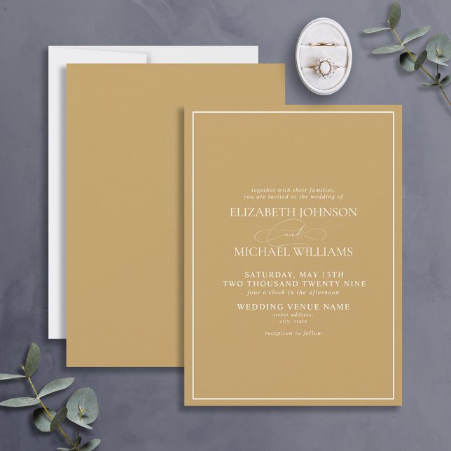 Formal Gold Classic Script Wedding Invitation (Creator Uploaded)