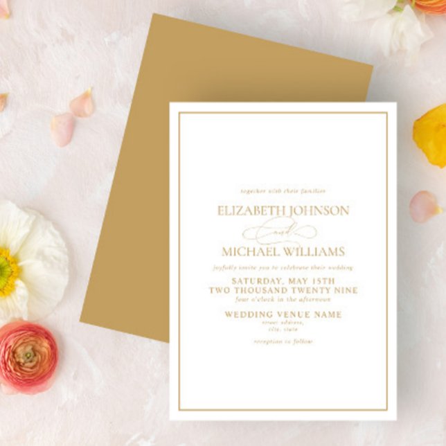 Formal Gold Classic Script Wedding Invitation (Creator Uploaded)