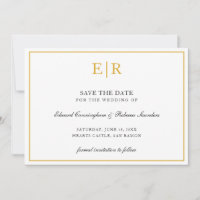 Formal Gold Monogram Simple Elegant Wedding