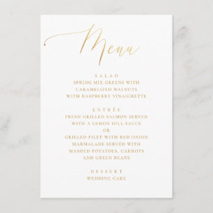 Formal Gold Script   Minimalist Elegant Wedding Menu