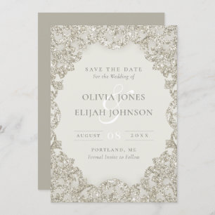 Formal Gold Sparkle Vintage Elegance Save the Date Invitation