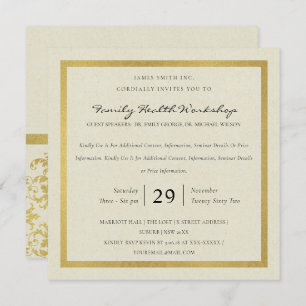 FORMAL GOLD WHITE DAMASK CLASSIC WORKSHOP EVENT INVITATION