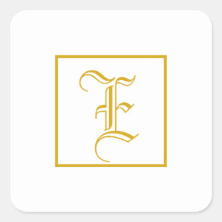 Formal Gold White Monogram Square Sticker