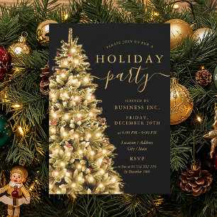 Formal Gold Xmas Tree Corporate Holiday Party  Invitation