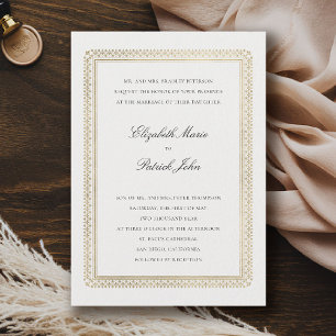 Formal Golden Lys Ivory Modern Classic Wedding Invitation