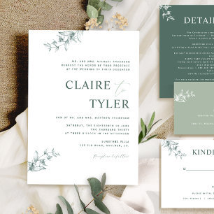 Formal, Green Modern Minimal Typography Wedding Invitation