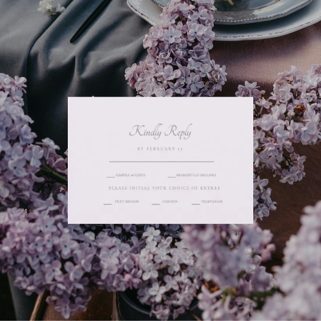 Formal Lavender Dinner Options RSVP Card (Creator Uploaded)