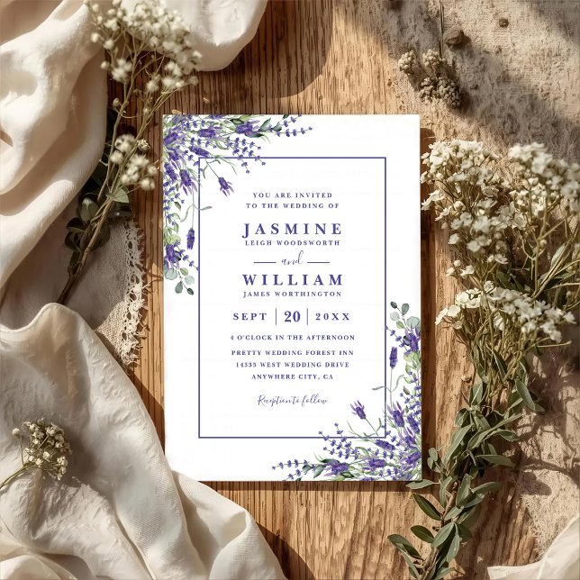 Formal Lavender Eucalyptus Budget QR Code Wedding Invitation (Creator Uploaded)