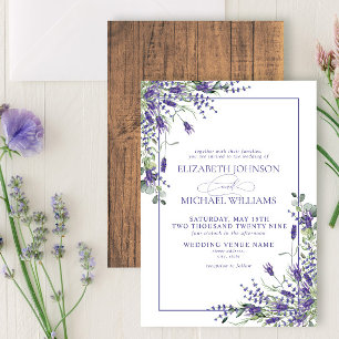 Formal Lavender Eucalyptus Wood Script Wedding Invitation